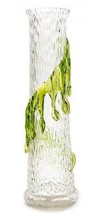 * An Austrian Applied Glass Vase Height 14 1/2 inches.