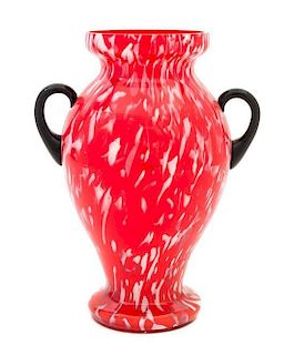 * A Czechoslovakian Glass Vase Height 9 3/4 inches.
