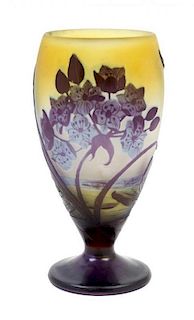 * A Galle Cameo Glass Vase Height 7 1/4 inches.