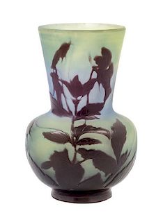A Galle Cameo Glass Vase Height 5 3/4 inches.