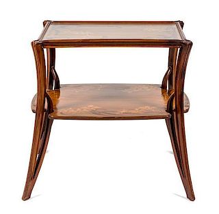 * A Louis Majorelle Marquetry Side Table Height 31 inches.