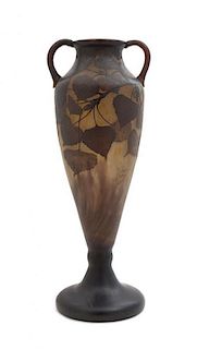 A Daum Cameo Glass Vase Height 17 inches.