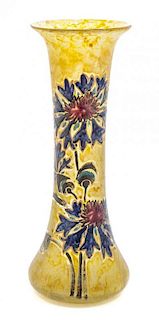 A Legras Painted Glass Vase Height 13 1/4 inches.
