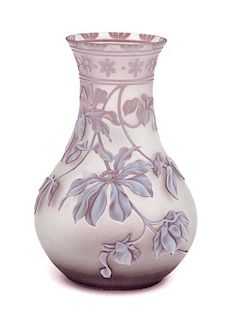 A Thomas Webb & Sons Cameo Glass Vase Heigh 6 inches.