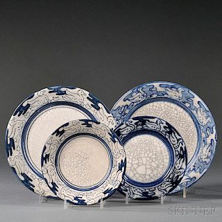 Four Dedham Pottery Duck Plates