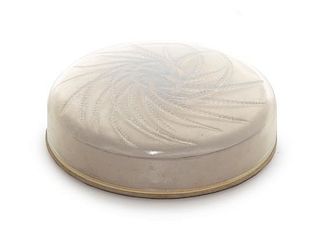 A Rene Lalique Molded Opalescent Glass Box Diameter 5 1/2 inches.