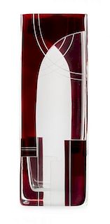 * An Art Deco Enameled Glass Vase, attributed to Karel Palda Height 10 3/4 inches.