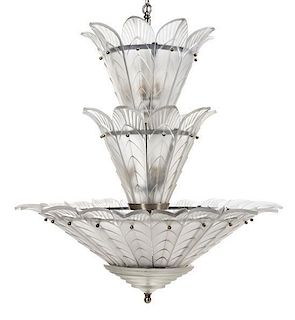 A Sabino Art Deco Style Chandelier Height 47 x diameter 31 inches.