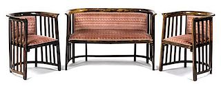 A Josef Hoffmann Parlor Suite Height of largest 30 x width 46 3/4 x depth 22 inches.