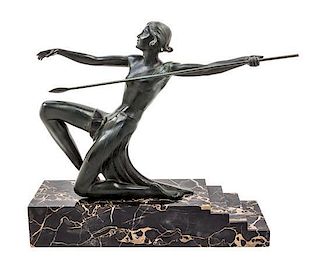 An Art Deco Bronze Figure Height 16 inches (without base).