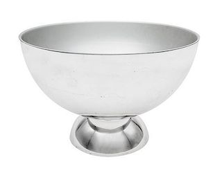 An English Silver Bowl, Paul Belvoir, London, 1986, of circular form, raised on a circular base, with an associated liner.