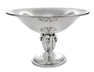 A Danish Silver Compote, Anton F. Rasmussen, the stem having foliate and berry decoration.