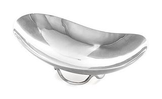 * An American Silver Dish, Alfredo Sciarotta, Newport, RI, Mid-20th Century, of oval boat form raised on an undulating wirework