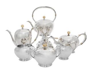 An American Silver Six-Piece Tea and Coffee Service, Herbert A. Taylor & Arthur Hartwell for Arthur Stone, Gardner, MA, Early 20
