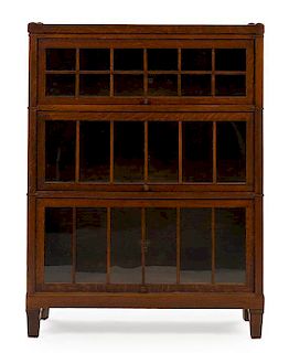 An American Arts and Crafts Barrister Bookcase Height 47 x width 35 1/8 x depth 12 3/4 inches.