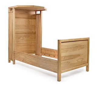 * A Quarter-Tester Bed in the Style of Frank Lloyd Wright Height 65 inches.