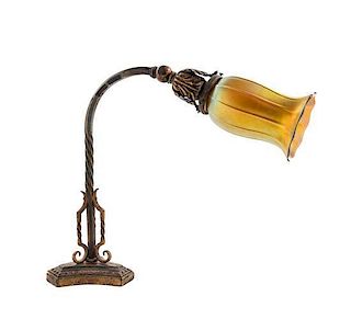 A Steuben Glass Desk Lamp Height of shade 6 inches, height overall 14 1/8 inches.