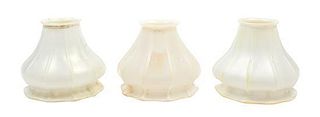 * Three Steuben Calcite Glass Shades Height 4 inches.