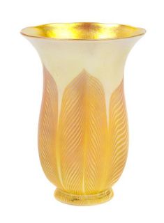 * A Steuben Iridescent Glass Shade Height 6 1/8 inches.