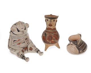 A group of Latin American effigy pottery vessels