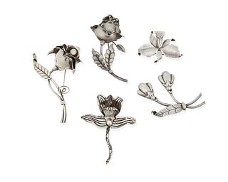 A group of Hector Aguilar floral  brooches