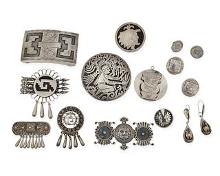 A mixed group of Mexican and South American silver jewelry