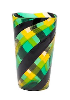 An Italian Glass Vase, Fulvio Bianconi (1915-1996) for Venini Height 8 1/4 inches.
