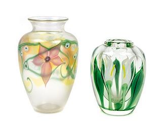 * Two American Studio Glass Vases, Orient & Flume Height of taller 6 1/4 inches.