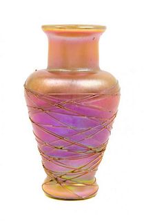 * An American Studio Glass Vase, Lundberg Height 3 5/8 height.