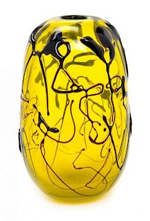 An American Studio Glass Vase, Kent Ipsen (b. 1933) Height 9 1/2 inches.