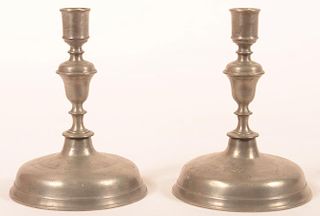 Pair of Period Style Pewter Candlesticks.