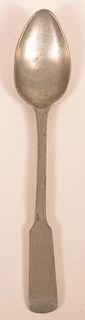 Rare Peter Derr Pewter Fiddle back Tablespoon.