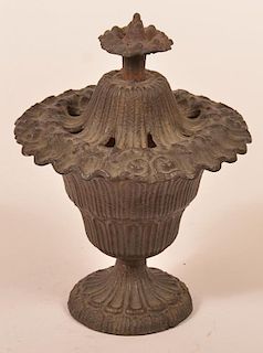 19th Century Small Cast Iron Covered Urn.