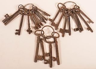 Twenty Two 19th Century Iron Skeleton Keys.