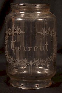 Engraved Clear Glass Lantern Globe "Torrent".