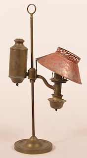 19th Century Brass Single Arm Small Student Lamp.