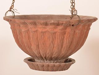 Early 20th Century Redware Hanging Planter.
