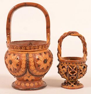 Two 19th Century Redware Baskets.