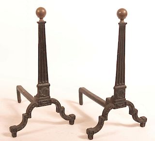 Pair of 19th Century Cast Iron Andirons.