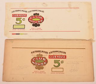 Scarce "Club House 5? Cigar" Original Artwork and Paper Proof
