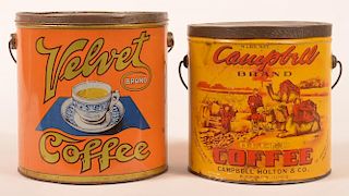Two Antique lithograph Adverting Coffee Tins.