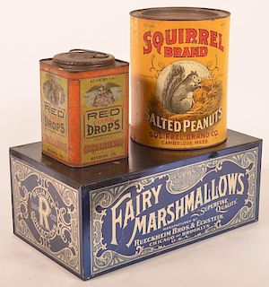 Three Antique lithograph Adverting Tins.