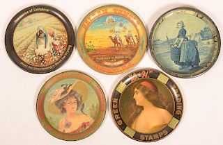 Five Various Advertising tin Lithograph Tip Trays.