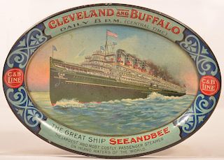 Cleveland and Buffalo Tin Lith. Oval Tip Tray.