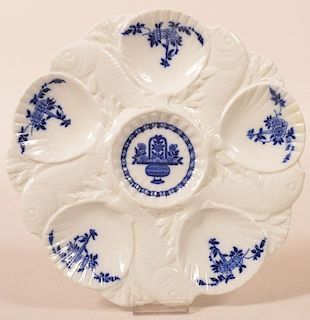 Minton Flow Blue China Oyster Plate.