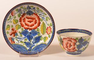 Gaudy Dutch Carnation Pattern. China Cup & Saucer.