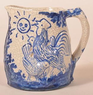 Dedham Pottery Night and Morning Pitcher.