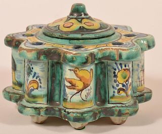 Quimper Style Pottery Inkstand.