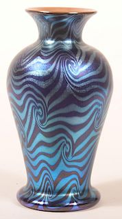Durand Blue Iridescent King Tut Vase.