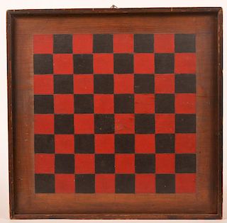 Antique Red and Black Painted Game Board.